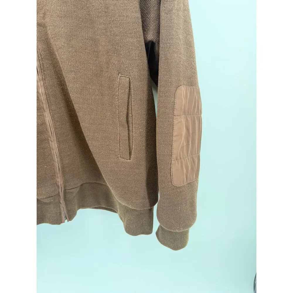 Vintage 90's Polo Ralph Lauren Mens Brown Knit Jacket Heritage Elbow Patch 2XL
